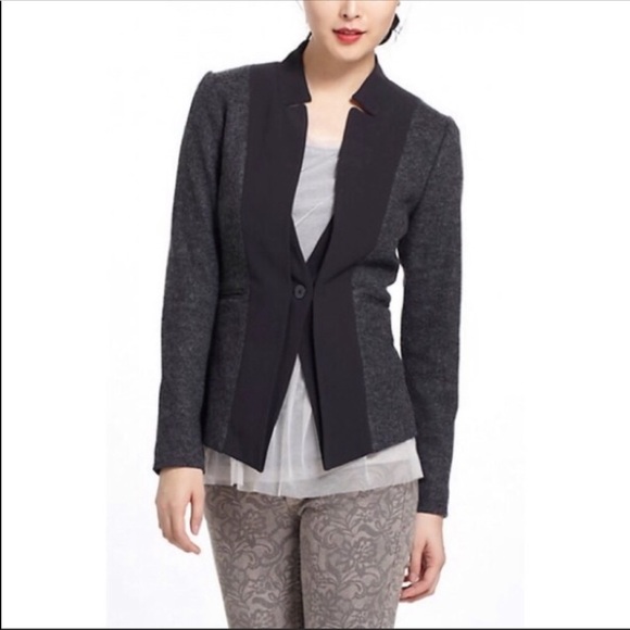 Anthropologie Jackets & Blazers - Anthropologie Elevenses Waved Placket Wool Blazer